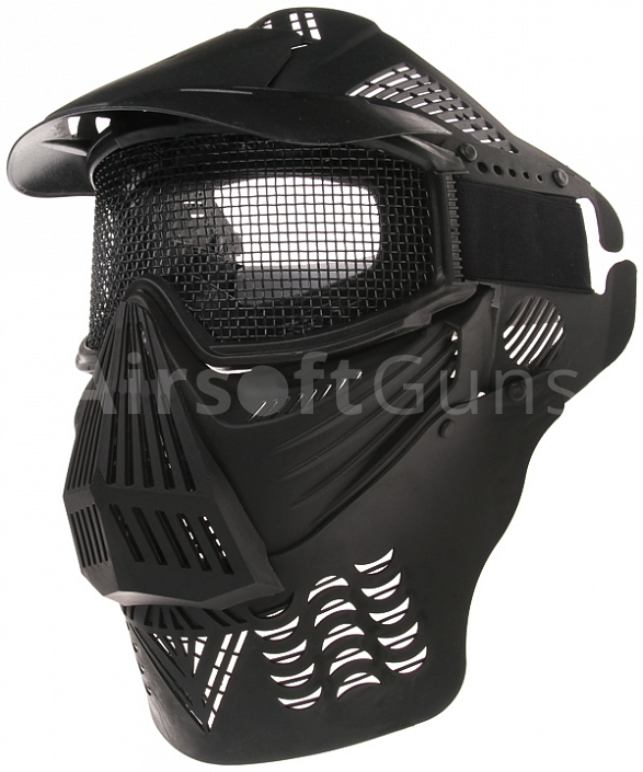 Protective mask, with mesh, large, black, ACM