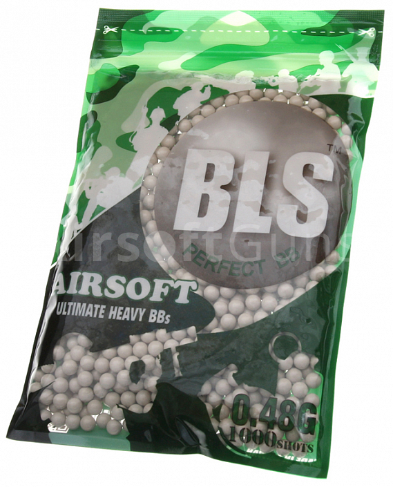 Airsoft BBs, 0.48g, 6mm, white, 1000rd, small bag, BLS